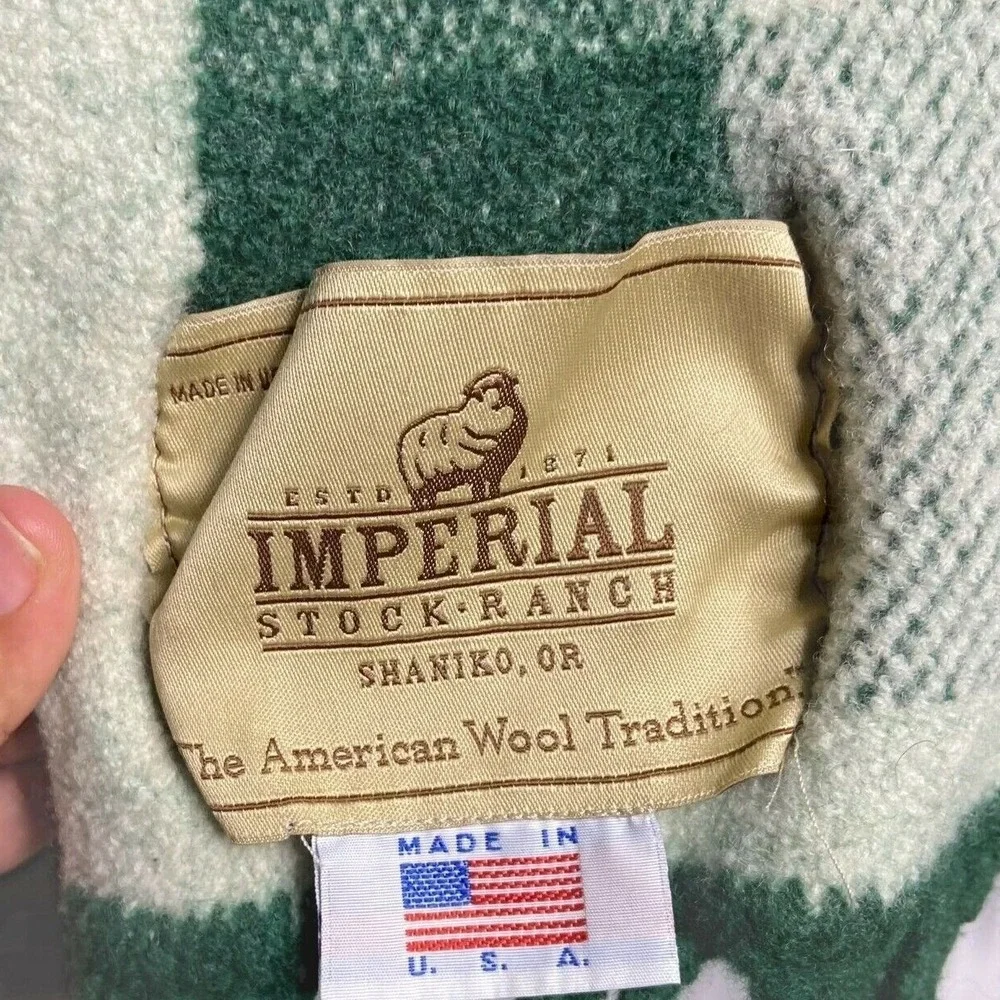 Milwaukee Bucks Wool Blanket Imperial Stock Ranch Green Plaid Leather Patch